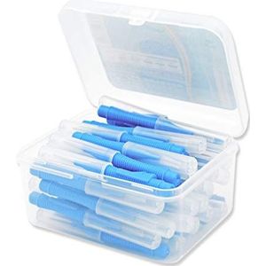 40 Stks Interdentale Borstel Floss Push-Pull Plastic Tanden Borstels Handheld Outdoor Mondhygiëne Tool Huishoudelijke Blauw 1.0mm