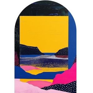 DEQORI Wandbehang, rond, zelfklevend 120 x 180 cm, neonbaai, textielcanvas, verwijderbaar, decoratief en vormvast, voor woonkamer, kantoor, hal of kinderkamer