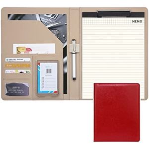 Business Portfolio Business Portfolio Padfolio Conferentiemap PU Lederen Folder Documentenmap Van Leer Met Rekenmachine En A4-notitieblok En Pennen Houder (Color : Red, Size : No calculator)