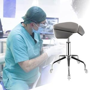 JAVPTAV Zadelstoel, zadelbureaustoel voor mondhygiënist, in hoogte verstelbare rolstoel met ergonomisch kussen, comfortabele zadelkruk voor een gezonde houding (donkergrijs)