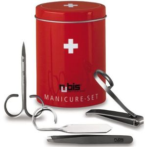 Rubis Swiss Box Nagelverzorgingsset in geschenkdoos, manicureset met pincet, nagelknipper, nagelschaar, nagelpijlen
