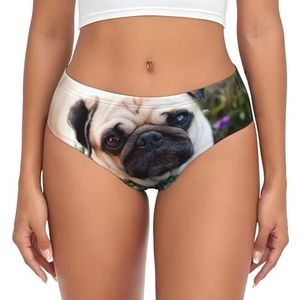 yagDAA Pugs In The Garden Print Dames Ondergoed Zachte Elastische Bikini Slips Knickers Dames Hipster Slipje Onderbroek, Zwart, XS