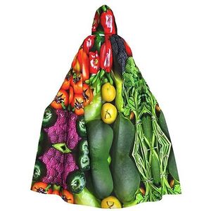 Bxzpzplj Verse groenten fruit mantel met capuchon voor mannen en vrouwen, carnaval tovenaar kostuum, perfect voor cosplay, 185 cm