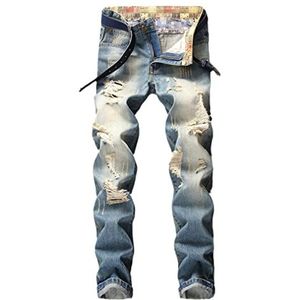 GFRFDN Mannen Broek Slim Denim Broek Biker Mannelijke Rechte Casual Designer Ripped Heren Jeans, 804, 33W