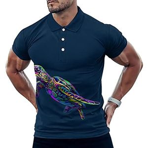 Kleurrijke Zee Schildpad Grappige Mannen Polo Shirt Korte Mouw T-shirts Klassieke Tops Voor Golf Tennis Workout