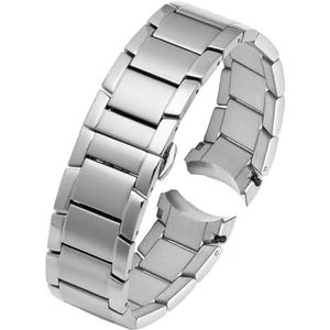 LUGEMA 22 Mm Roestvrij Staal Compatibel Met Armani AR2452 AR2453 AR2448 Horlogebandje Horlogeband Vlindergesp Zwart Zilver Rose Goud (Color : Silver, Size : 22mm)