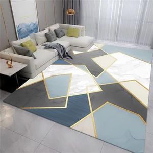 Xiaosua Rug/mat blauw tapijt salon blauw geometrisch abstract patroon slaapkamer antislip voor woonkamer slaapkamer eetkamer 60 x 90 cm tapijt antislip 1 ft 30 x 5 cm