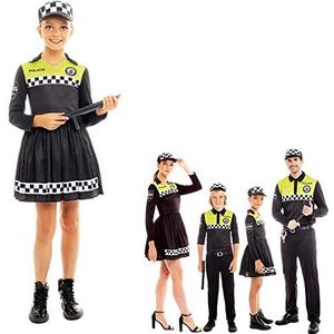 Kostuum voor lokale politie voor meisjes, uniform, met checkers-pet, kindermaten van 3 tot 12 jaar: [3-4 jaar] carnavalskostuum, meisjes, beroepen, uniform, met pet, politie, parades, theater, uitvoeringen, cadeau