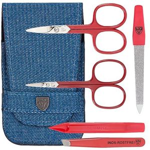 DREI SCHWERTER Germany manicureset 'KIDS COLLECTION' nagelset voor kinderen, tieners, meisjes en jongens - merkkwaliteit rood/jeans 5-delig