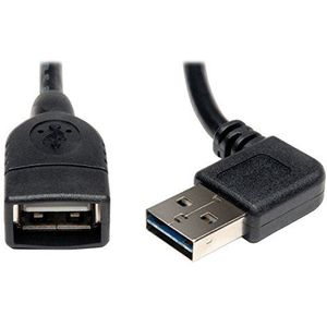 Tripp Lite Universele omkeerbare USB 2.0 Hi-Speed verlengkabel (omkeerbare rechts/links hoek A naar A M/F), 45,7 cm (18 inch) (UR024-18N-RA)