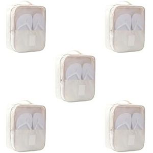 Schoenen Opbergtas Slipper Stofdicht Rits Pouch Oxford Stof Draagbare Schoenhouder Organizer Huishoudelijke Reizen Beige, 5 Set (Beige), as description