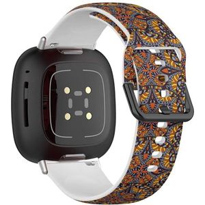 Sportbandje compatibel met Fitbit Sense / Sense 2 / Versa 4 / Versa 3 (tribal mandala vintage design), siliconen armband, accessoire