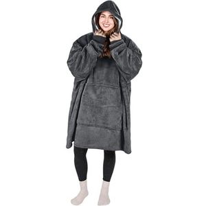 Catalonia Classy Oversized Sherpa hoodie deken, groot sweatshirt met capuchon voor vrouwen, zachte gezellige warme draagbare deken met capuchon en voorvak voor volwassenen, tienermeisjes en mannen,