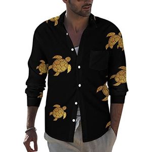 Sea Turtle heren revers shirt met lange mouwen button down print blouse zomer zak T-shirts tops 4XL