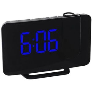 FM-radio LED Digitale Slimme Wekker Kijktafel Elektronische Desktopklokken USB Wake-up Klok Met 180° Tijdprojector Snooze Duidelijke Projectie(Blue)