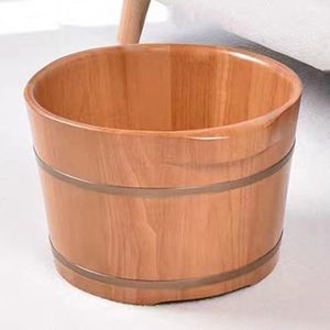 PA-DABAOO Vaste Houten Voetbassin, Houten Voetbad Emmer, Voet Relaxatie -Emmer, Diepe Voet Spa -Bad, Verdikte Voetwas Emmer, Geschikt Voor Voetbadweekmassage Spa Sauna,B25cm