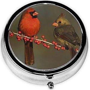 Rode Vogels Gedrukt Pil Doos 3 Compartiment Geneeskunde Pil Case Leuke Geneeskunde Organizer Reizen Pillendoos Draagbare Pil Container Houder