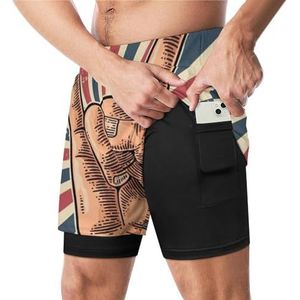 Rock And Roll Grappige Zwembroek met Compressie Liner & Pocket Voor Mannen Board Zwemmen Sport Shorts