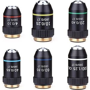 195 Zwart Achromatisch Objectief 4X 10X 20X 40X 60X 100X Microscoop Optiek Objectief RMS 20.2mm Objectief Onderdelen (Size : 10X)