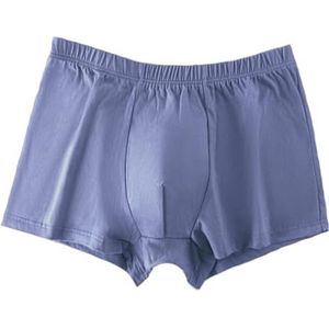 Plus Maat L-8XL Katoenen Boxershorts Voor Heren Midden Taille Los Comfort Ondergoed Papa Opa Zacht Huidvriendelijk Slipje(Color:Blue,Size:4XL)