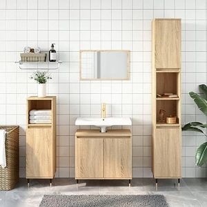AUUIJKJF Meubelsets 3-delige badkamermeubel set Sonoma eiken ontworpen houten meubels