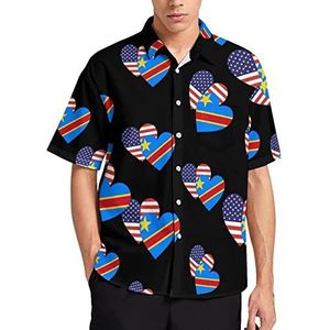 Congo Amerikaans hart vlag Hawaiiaans shirt voor mannen zomer strand casual korte mouw button down shirts met zak