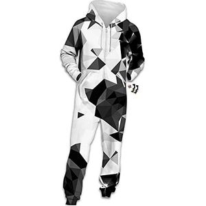 Morbuy Onesie-hoody, uniseks, met 3D-print, jumpsuit stijlvolle bedrukt, met 1 rits, geschikt voor de herfst, warme pyjama, plussize nachtkleding, casual