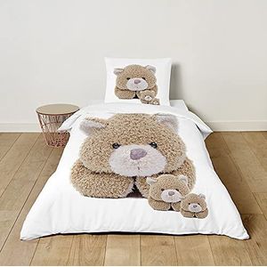 Fansu - Teddy Beer - Dekbedovertrek Set - 135x200cm + 50x75cm - Beddengoed voor Kinderen