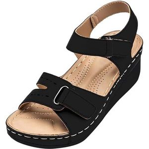 GALPBBCADE Orthopedische sandalen voor dames met Plantaire Fasciitis Steunzool Zomer Mode Comfort Ademende Platte Sandalen Dames Lichtgewicht Orthopedische Slip-on Sandalen,01,42 EU