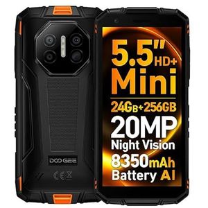 Onbreekbare mini-smartphone, DOOGEE Fire 3 Ultra, 24 GB + 256 GB, 20 MP nachtzichtcamera, 5,5 inch HD+, compact formaat + eenvoudige grip, batterij 8350 mAh, IA Gemini, versterkte telefoon, NFC oranje
