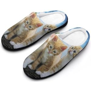 Zon En Katten Katoenen Slippers Voor Vrouwen Warme Anti-Slip Rubber Zool Huisschoenen Voor Indoor Hotel 11-12 (42-43)