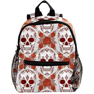 Leuke Mode Mini Rugzak Pack Tas Vintage Skull Rose, Meerkleurig, 25.4x10x30 CM/10x4x12 in, Rugzak Rugzakken