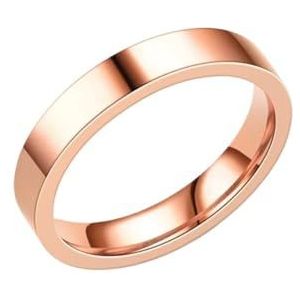 3/4/6/8 mm brede roestvrijstalen ring Hooggepolijste klassieke ring Geschikt for mannen en vrouwen Ornamenten Geschenken (Color : 4mm Rose gold_8)