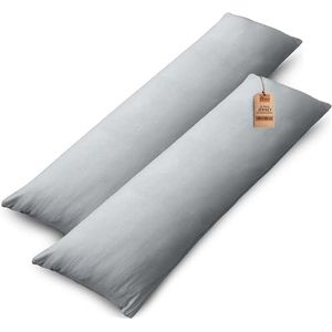 NatureMark 2-pack jersey kussensloop kussenslopen zijslaper hoofdkussen nekkussen vele maten en kleuren OEKO-TEX (40 x 145 cm (zijslaper / zoogkussensloop), zilvergrijs)