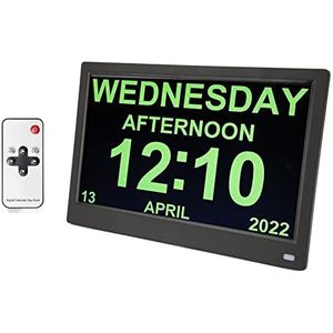 Digitale Klok, AM PM 11,6 Inch 100-240V Multifunctionele Digitale Kalenderklok 10 Gepersonaliseerde Herinneringen met Afstandsbediening voor Ouderen voor Geheugenverlies voor