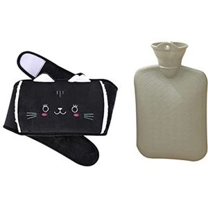 Mini warmwaterkruik, warmwaterkruik schattige kattenriemset, rubberen fles voor pijnverlichting en warmte (maat: B) (maat: D)