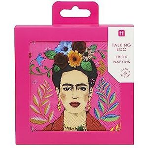 Roze Frida Kahlo Cocktailservetten - wegwerpservetten voor verjaardag, Mexicaans feestthema, Fiesta, zomer decoupage pak van 20 stuks