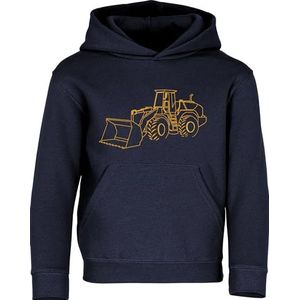 Workwear trui voor jongens, wiellader, hoodie voor kinderen, graafmachinetrui voor jongens, blauw, 116 cm