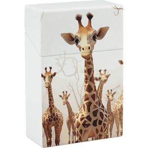 Leuke Cartoon Grappige Giraffen Sigaret Doos King Size 85mm 20 Capaciteit Push to Open Waterdichte Sigaret Case voor Vrouwen Mannen Pocket Sigaret Houder Case Vintage Sigaret Doos