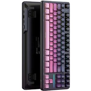 QPSJXN Wifi-gaming-toetsenbord, compacte TKL-lay-out met afdichtingsdesign, RGB-achtergrondverlichting, hot-swap-switches en multi-mode-connectiviteit (BlackBerry)
