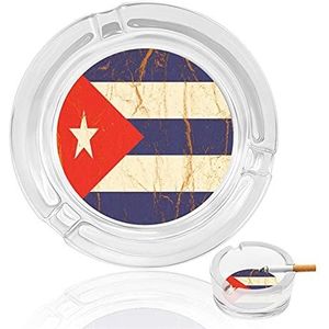Cuba Vlag Op Verfrommeld Papier Glas Asbak Print Sigaar Asbakken Sigaretten Asbak Roken Houder Asbak Voor Thuiskantoor