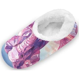 KAAVIYO Abstract Roze Olifant Outdoor Slippers Katoen Huis Schoenen Gesloten Terug Winter Antislip Fuzzy Voeten Slippers Voor Indoor Jongens Vrouwen, Patroon, Medium