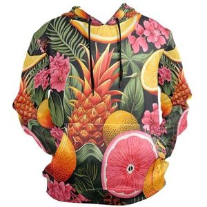 KAAVIYO Fruit Patroon Tropische Ananas Hoodie Hooded Atletische Sweatshirts 3D Print Hoodies voor Meisje Jongen Mannen (Gezondheid Stof), Patroon, L