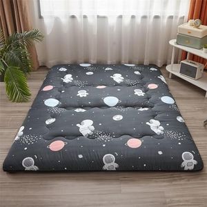 Japanse Futon Matras Vloermatras, Dikke Omkeerbare Oprolbare Matras Met Hoes for Kamperen/Slaapkamer Vloerligstoel Logeerbed(Style2,Full/120x200cm)