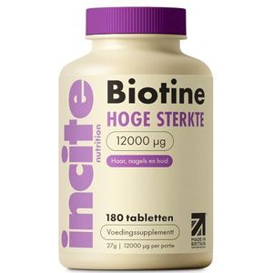 Incite Nutrition Biotine Haargroei Ondersteuning Supplement 12.000mcg - 400 Kleine 6mm Tabletten (Volledig Jaar Plus Supply) - voor Mannen & Vrouwen
