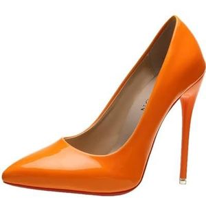 Vrouwen Schoenen Sexy Puntige Teen Super Hoge Hakken 12Cm Pompen Vrouw Trouwjurk Hoge Hakken Schoenen 44 45, Oranje 12 cm, 38 EU