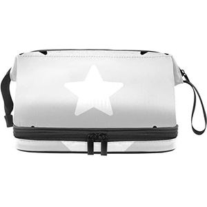Grote capaciteit reizen cosmetische tas, balck en witte sterren, make-up tas, waterdichte make-up tas organisator, Meerkleurig, 27x15x14 cm/10.6x5.9x5.5 in