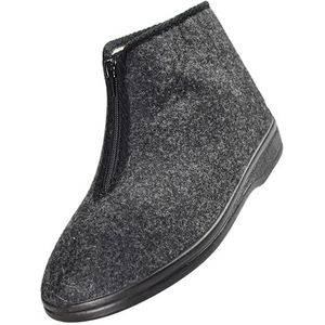 APREGGIO Pantoffels voor heren, warme pantoffels voor heren, comfortabele vilten pantoffels voor heren, warme pantoffels van vilt, comfortabele winterpantoffels voor heren, grijs/zwart, 46 EU
