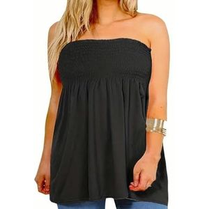 Womens Tshirt Women'S Plus Size Tube Top Lady Oversize Solid Color Sleeveless Slight Stretch Pleated Clothes