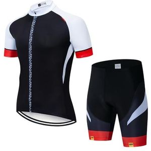 TOPVTT Fietspak voor heren, korte mouwen, MTB-jersey en korte broek, gewatteerde fietskledingset voor outdoor, sport, fietsen, zomer